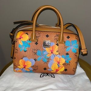 MCM Cognac monogram orchid floral visetos
